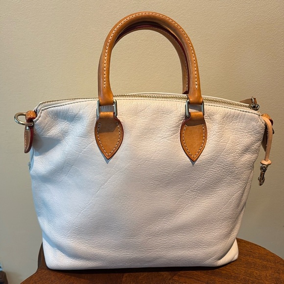 Dooney & Bourke  Satchel   Dome top pebbled leather  ivory/ light brown Like New - Picture 15 of 16